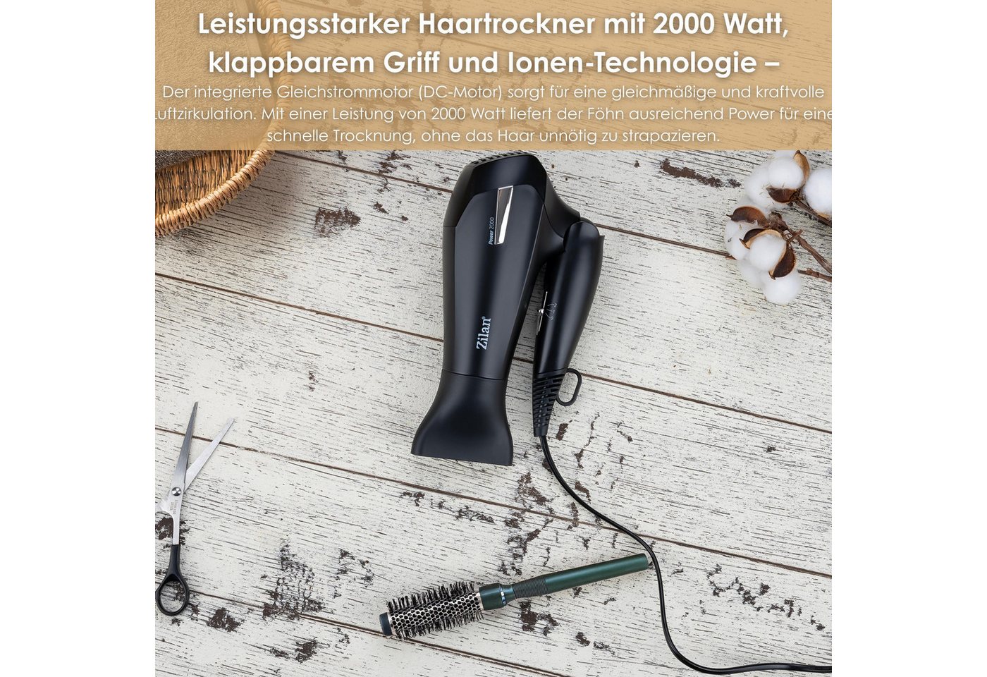 Zilan Reisehaartrockner ZLN-9396, 2000 W, Personal Care Bild 5