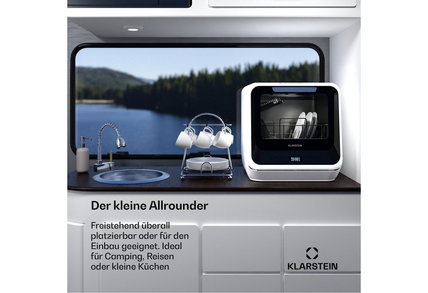 Klarstein Standgeschirrspüler Amazonia Mini-Geschirrspüler tragbar 7 Programme AquaStop 58 dB 10047351, 5 l, Mini-Spülmaschine freistehend & Einbau für Camping mit AquaStop Bild 2