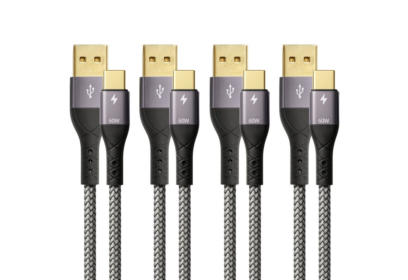 ProfiPatch ProfiPatch USB-A / USB-C Kabel Set 0,5m+1m+2m+3m grau Goldkontakt USB-Kabel