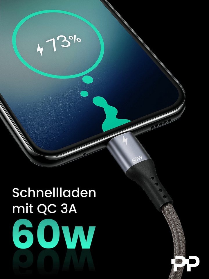 ProfiPatch ProfiPatch USB-A / USB-C Kabel Set 0,5m+1m+2m+3m grau Goldkontakt USB-Kabel Bild 2