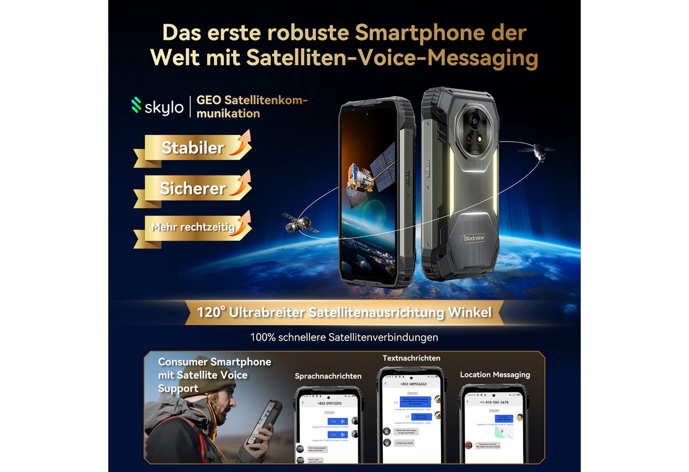 blackview Xplore 2 Satelliten-Kommunikation: IP69K Outdoor Outdoor-Navigationsgerät (Satellitentelefon,IP69K,20000mAh,6.73",2600Nits,D8300,5G,467lm) Bild 4