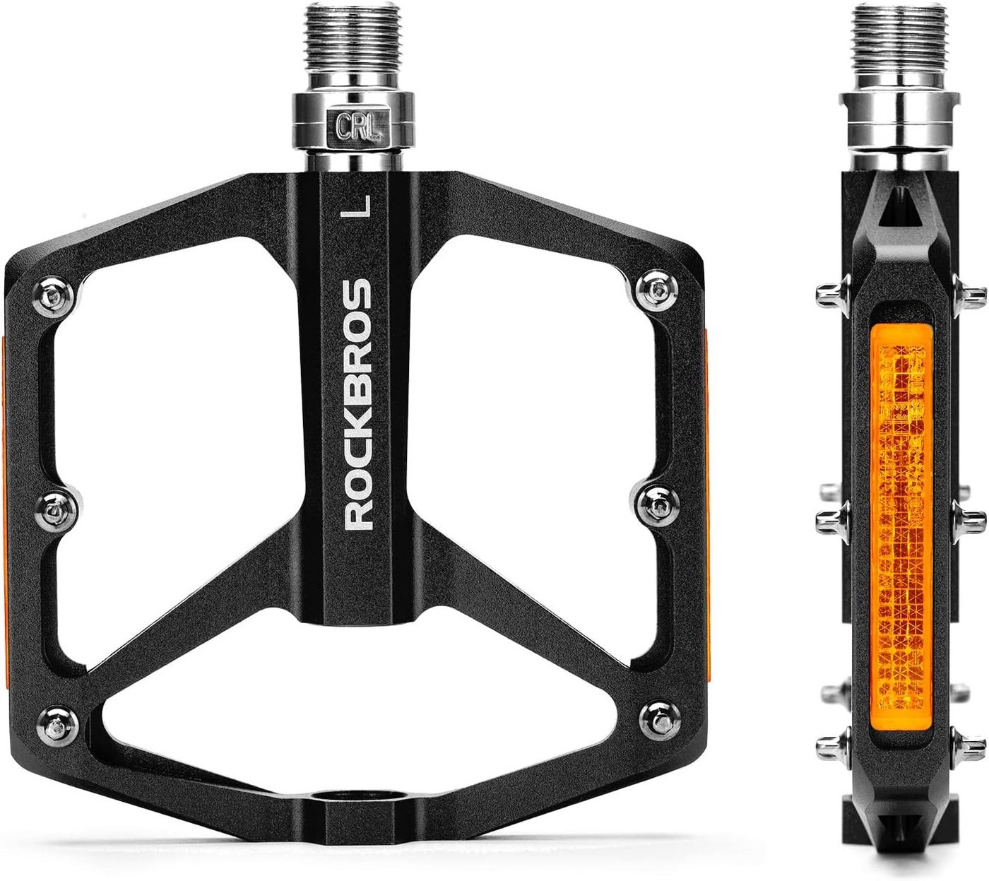ROCKBROS Fahrradpedale mit Reflektoren Platform Pedale aus Aluminiumlegierung (Rennrad, BMX, E-Bike, 1-tlg., Antirutsch Ultraleicht 9/16 Zoll Fahrrad Pedale für MTB) Bild 4