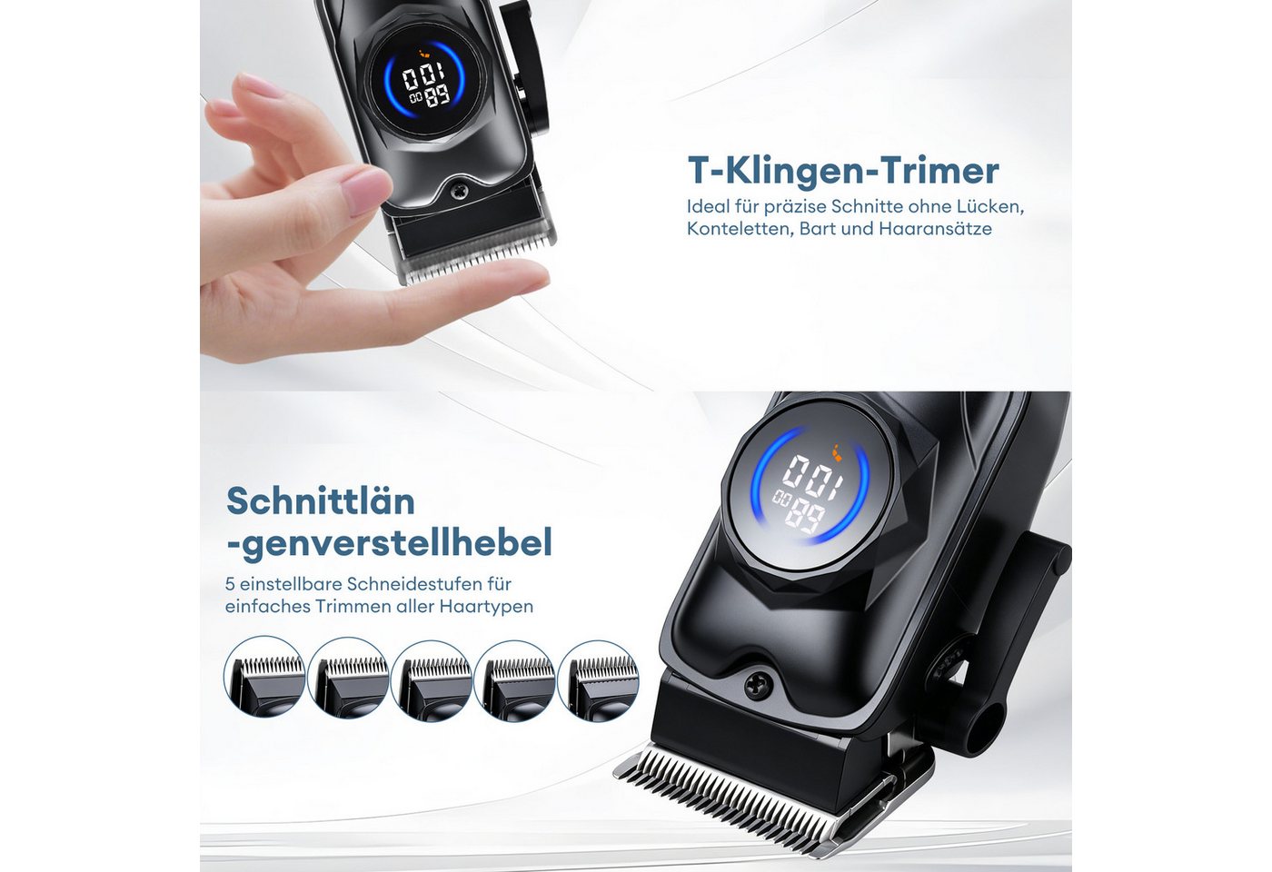 CkeyiN Haarschneider Haarschneidemaschine Profi Haarschneider Bartschneider 2 in 1 Set, 180min Lange Akkulaufzeit mit 11 Aufsätzen geräuscharm