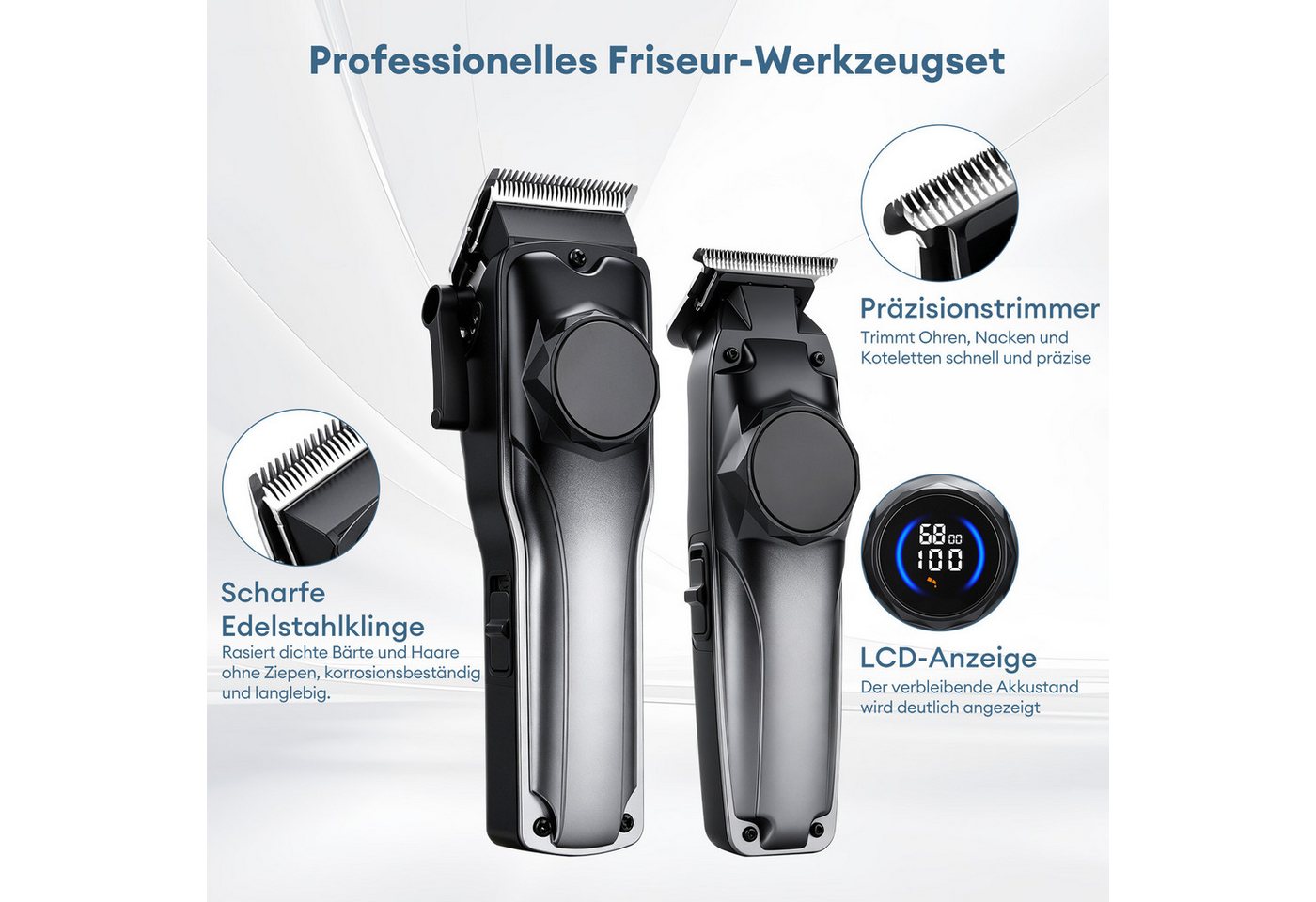 CkeyiN Haarschneider Haarschneidemaschine Profi Haarschneider Bartschneider 2 in 1 Set, 180min Lange Akkulaufzeit mit 11 Aufsätzen geräuscharm Bild 2