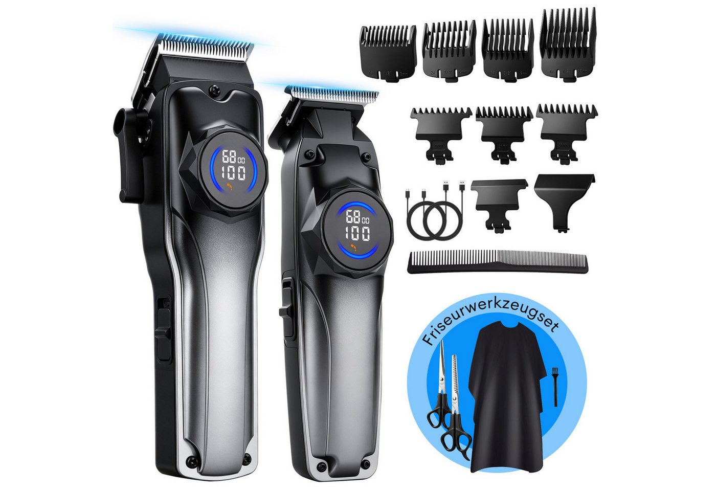 CkeyiN Haarschneider Haarschneidemaschine Profi Haarschneider Bartschneider 2 in 1 Set, 180min Lange Akkulaufzeit mit 11 Aufsätzen geräuscharm Bild 4