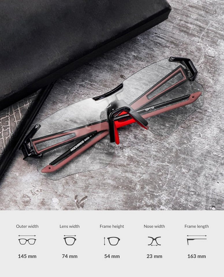 ROCKBROS Fahrradbrille Photochrome Fahrradbrille für Damen Herren, UV400 Schutz für Outdoor Bild 2