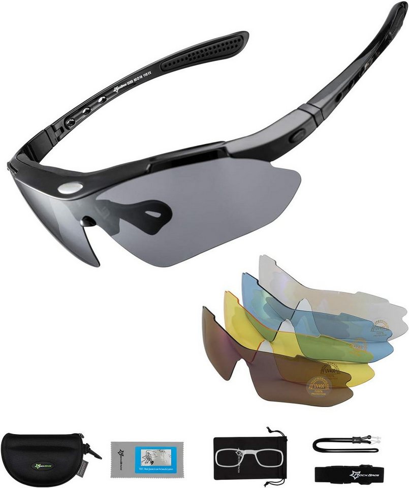 ROCKBROS Fahrradbrille Polarisierte Fahrradbrille mit 5 Wechselgläsern Damen Herren Radsport Bild 4