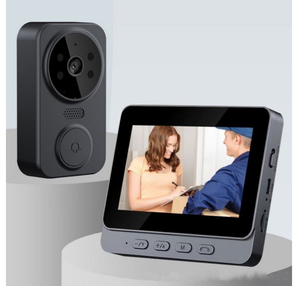 Ophy Überwachungskamera Funk-Türgong Drahtlose Video-High-Definition-Smart-Türklingel (4,3-Zoll-Bildschirm, Schwarz Zwei-Wege-Türklingel, mit Gegensprechanlage für Ihr Zuhause) Bild 3
