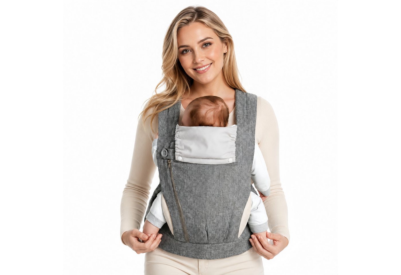 ibettertec Babytrage Neugeborene ab Geburt, Kleinkindtrage aus 100% Baumwolle (Ergobaby Babytrage mit Ein-Klick-Schnalle, ergonomische M-Position, X-Rücken, für 3,2–20 kg), tragetuch baby neugeboren, babytrage neugeborene ab geburt Bild 5