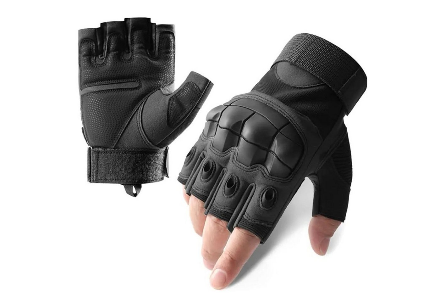Foxter Sport Multisporthandschuhe Fingerlose Taktische Schutzhandschuhe Outdoor Sport (Fingerlose Outdoor Schutzhandschuhe mit rutschfester Handfläche Paar, Handschuh-Set für Outdoor Sport und Freizeitaktivitäten 1 Paar Stoff) Robuste taktische Sporthandschuhe atmungsaktiv mit Klettverschluss Bild 3