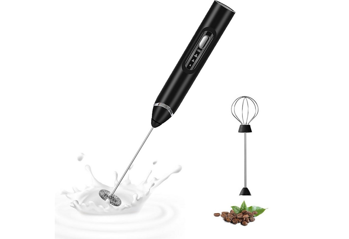 KINSI Milchaufschäumer Milchaufschäumer Elektrisch, USB Wiederaufladbar für Latte Matcha, 2,5 W, 2 Rührköpfe, 3 Geschwindigkeitsstufen Bild 5