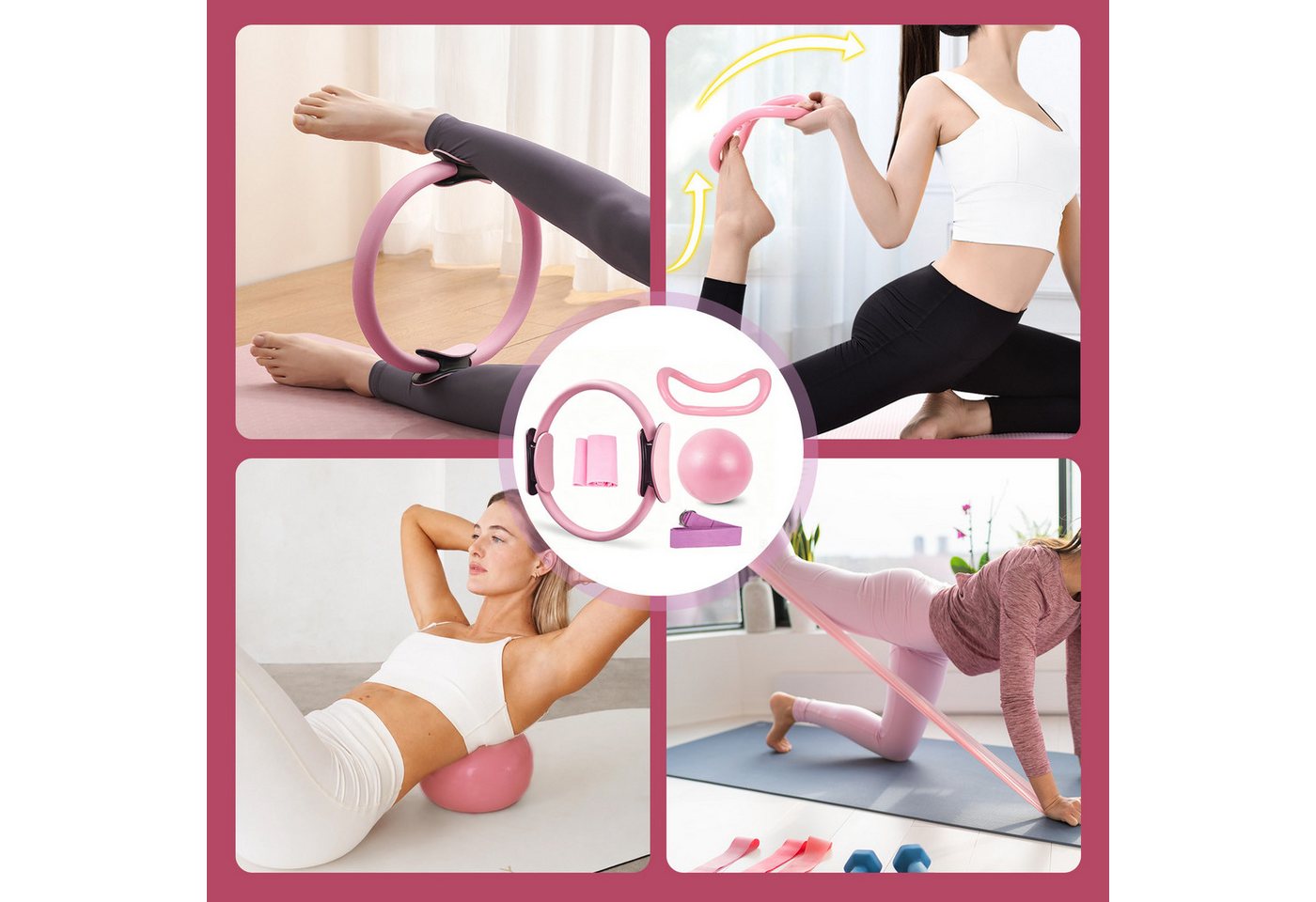 AKKEE Pilates-Ring Pilates Set für Zuhause mit Widerstandsgürtel