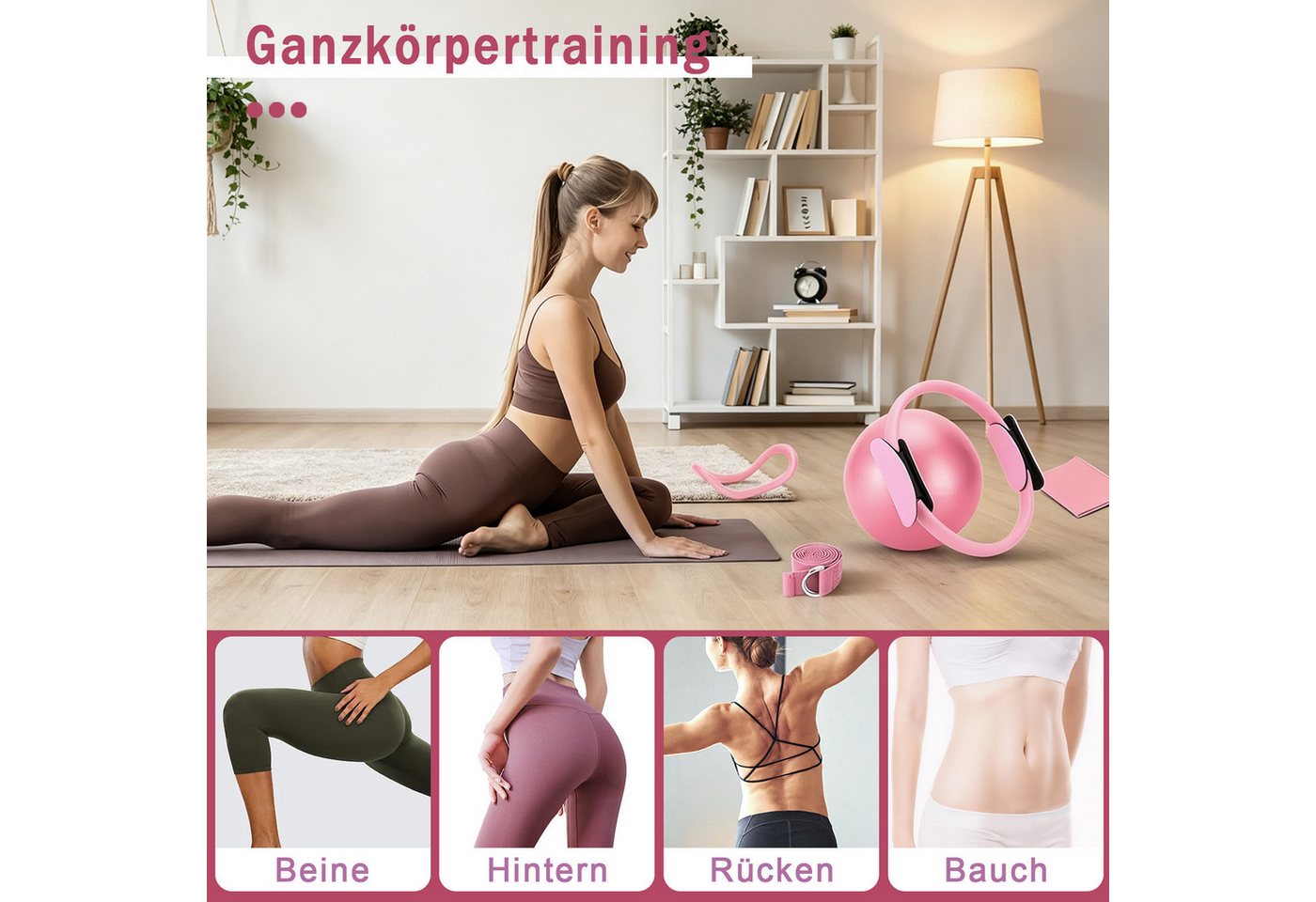 AKKEE Pilates-Ring Pilates Set für Zuhause mit Widerstandsgürtel Bild 2