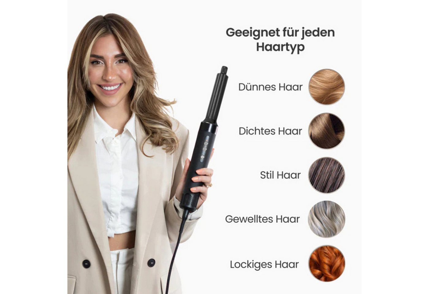 GLATO Multihaarstyler Airstyler, Haarstyler, 7 in 1 Haarstyler, Warmluftbürste, Haartrockner, Hochwertige Verarbeitung