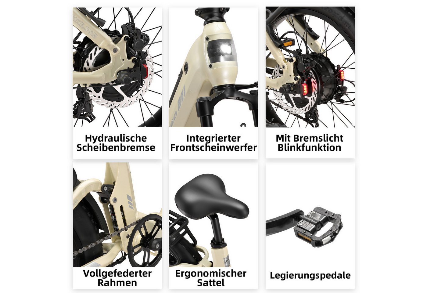 TTGO E-Bike Klapprad 20 Zoll, Fully, Vollfederung, 48V 720Wh, max. 150km, mit Bremslicht, 7 Gang SHIMANO, Kettenschaltung, Heckmotor, 720 Wh, (Faltrad, Softtail, hydr. Scheibenbremse, 150kg belastbar), Drehmomentsensor, Lockout-Federgabel, Elektrofahrrad für Damen Herren Bild 3