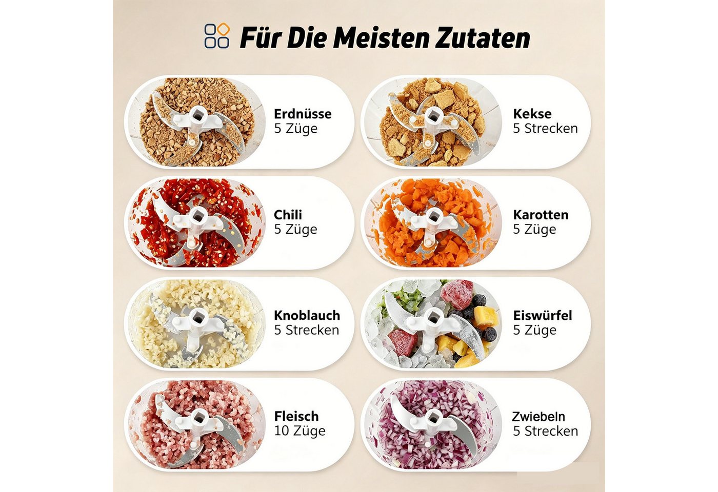Forrlite Zerkleinerer Manueller Zugseil-Gemüse- & Zwiebelzerkleinerer, 900 ml, Edelstahlklingen I Spülmaschinengeeignet I BPA-frei IRutschfeste Basis Bild 4