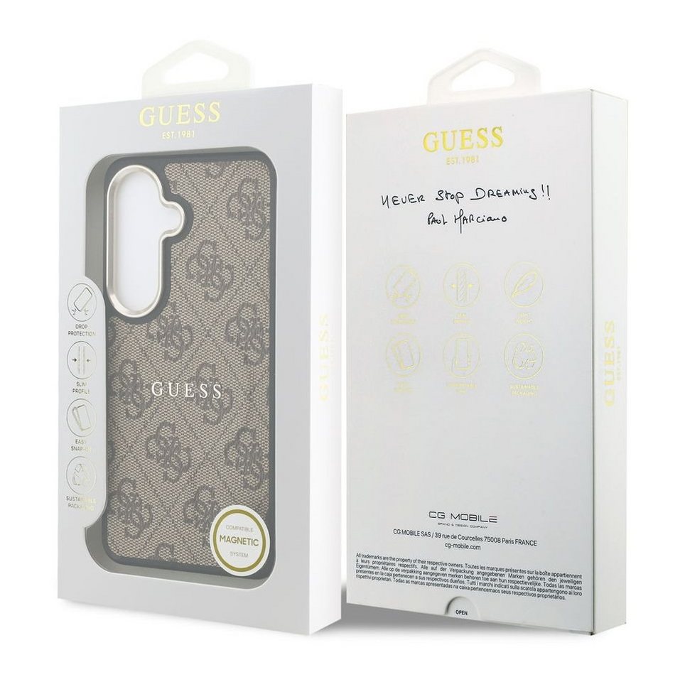 Guess Backcover Guess 4G Leather Back Cover mit MagSafe Samsung Galaxy S26 - Gold Edge Bild 4