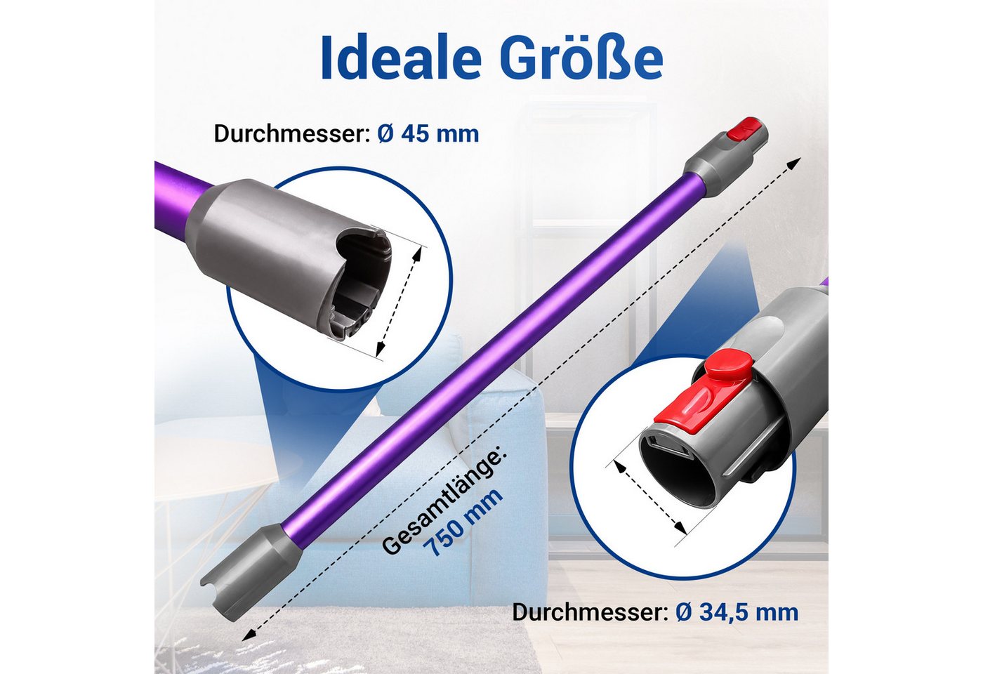 VIOKS Staubsaugerrohr Saugrohr Ersatz für Dyson, Zubehör für Staubsauger V12, SV20, SV26, SV35, SV46 Bild 2