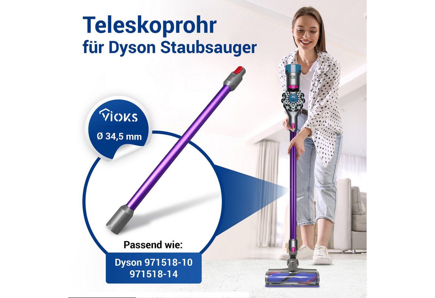 VIOKS Staubsaugerrohr Saugrohr Ersatz für Dyson, Zubehör für Staubsauger V12, SV20, SV26, SV35, SV46 Bild 4