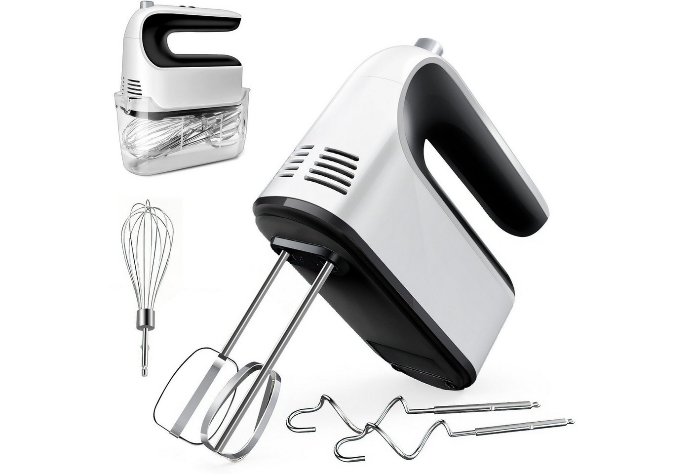 Fyrove Handmixer Handmixer Elektrisch Handrührgerät 5 Stufen Plus Turbo Kein Spritzen, 1000 W, Mixer Handrührer Aufbewahrungskiste,5 Edelstahl Zubehör,Leiser Motor Bild 5