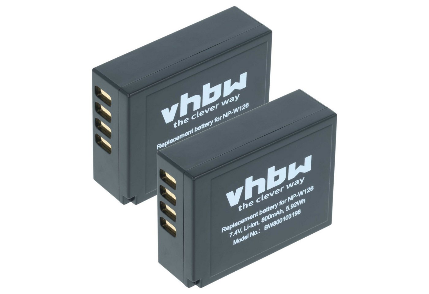 vhbw Akku passend für Fujifilm X-T100, X-T3, X-T30 II, X-T20, X-T30, X-T2, Kamera-Akku Akku Li-Ion 800 mAh (7,2 V, 2 St), Leistungsfähige Austausch-Akkus für Digitalkamera, Spiegelreflexkamera Bild 4
