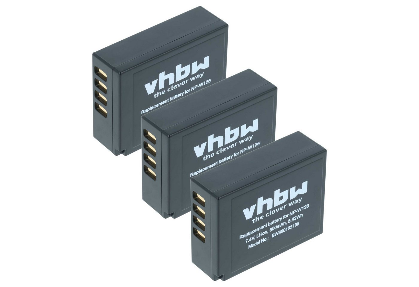 vhbw Akku passend für Fujifilm X-T100, X-T3, X-T30 II, X-T20, X-T30, X-T2, Kamera-Akku Akku Li-Ion 800 mAh (7,2 V, 3 St), Leistungsfähige Austausch-Akkus für Digitalkamera, Spiegelreflexkamera Bild 3