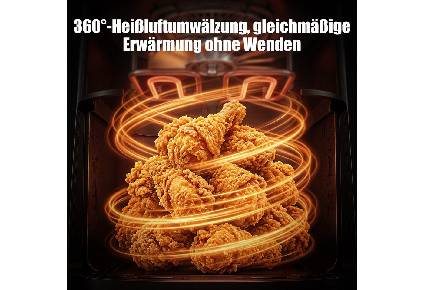 oyajia Heißluftfritteuse 4L AirFryer mit LED-Touchscreen, 80-200°C, 5 Kochfunktionen, Spülmaschinenfest, 1500 W, Backen, Grillen, Auftauen, Air Technologie 90% weniger Öl Bild 3