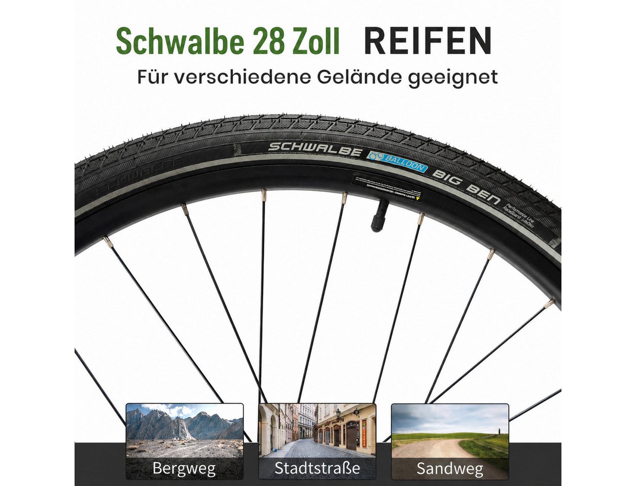 DERUIZ E-Bike Cityrad 28 Zoll, 120 km Reichweite, Lockout-Federgabel, 5 Stufen, Bluetooth, 8 Gang SHIMANO Altus Schaltwerk, Kettenschaltung, Heckmotor, 483 Wh, (Einheitsgröße 44 cm, hydr. Scheibenbremse, Trapezrahmen), Drehmomentsensor, bis zu 170 kg, Elektrofahrrad für Damen Herren Bild 5