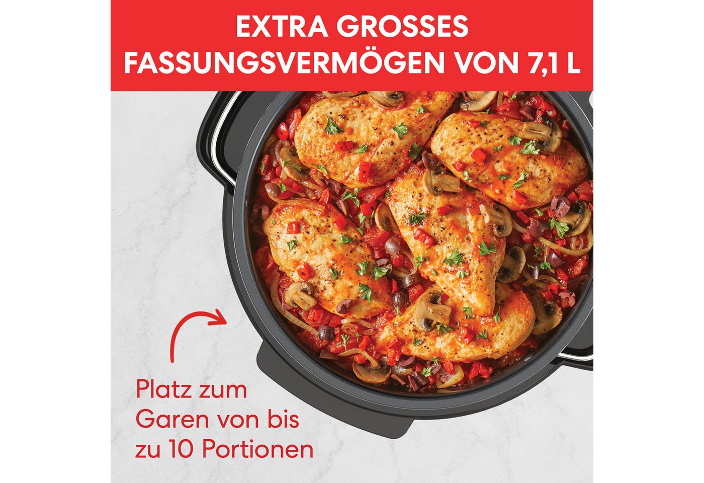 Instant Pot Multikocher Superior 4in1 Slow Cooker Schongarer 10 Portionen Braten Warmhalten, 800 W, 4-in-1 Funktion, 7,1L, EasyGrab-Griffe, Zeit-Temperatureinstellung Bild 2