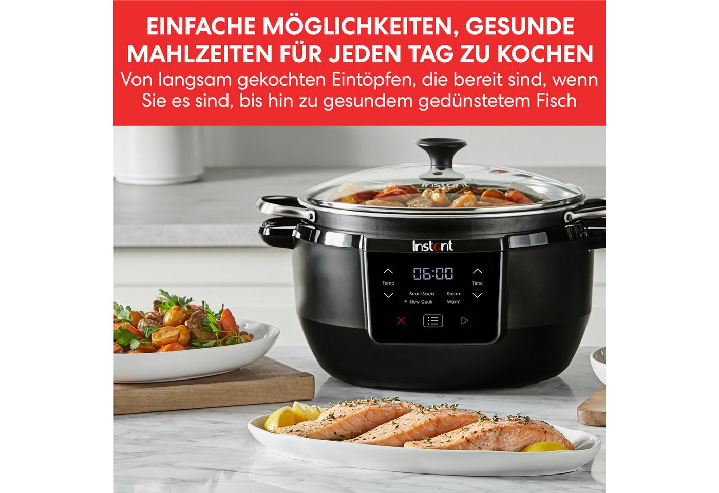 Instant Pot Multikocher Superior 4in1 Slow Cooker Schongarer 10 Portionen Braten Warmhalten, 800 W, 4-in-1 Funktion, 7,1L, EasyGrab-Griffe, Zeit-Temperatureinstellung Bild 5