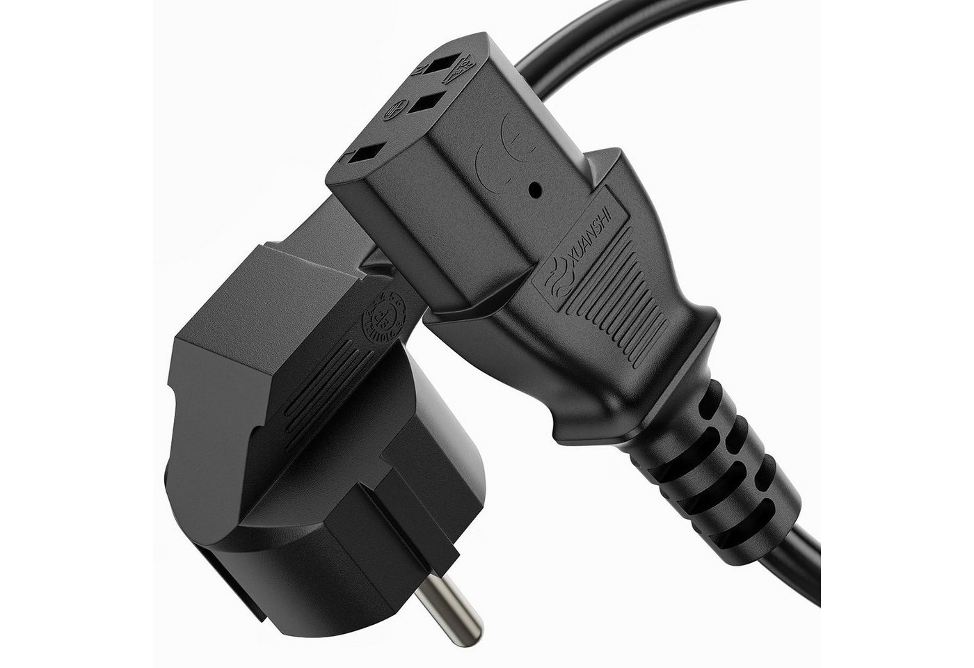 conecto conecto Strom-Kabel, Schutzkontakt-Stecker 90° auf C13 IEC-Buchse Stromkabel, (300 cm) Bild 5
