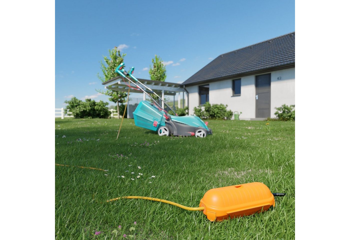 deleyCON Kabelzubehör deleyCON Kabel Schutzbox Wetterfest Outdoor IP44 für Stromkabel Orange