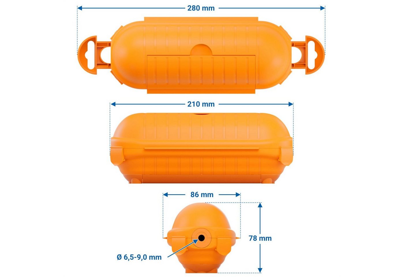 deleyCON Kabelzubehör deleyCON Kabel Schutzbox Wetterfest Outdoor IP44 für Stromkabel Orange Bild 2