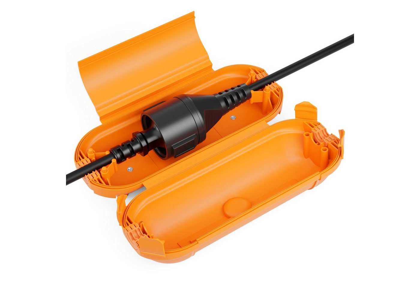 deleyCON Kabelzubehör deleyCON Kabel Schutzbox Wetterfest Outdoor IP44 für Stromkabel Orange Bild 4