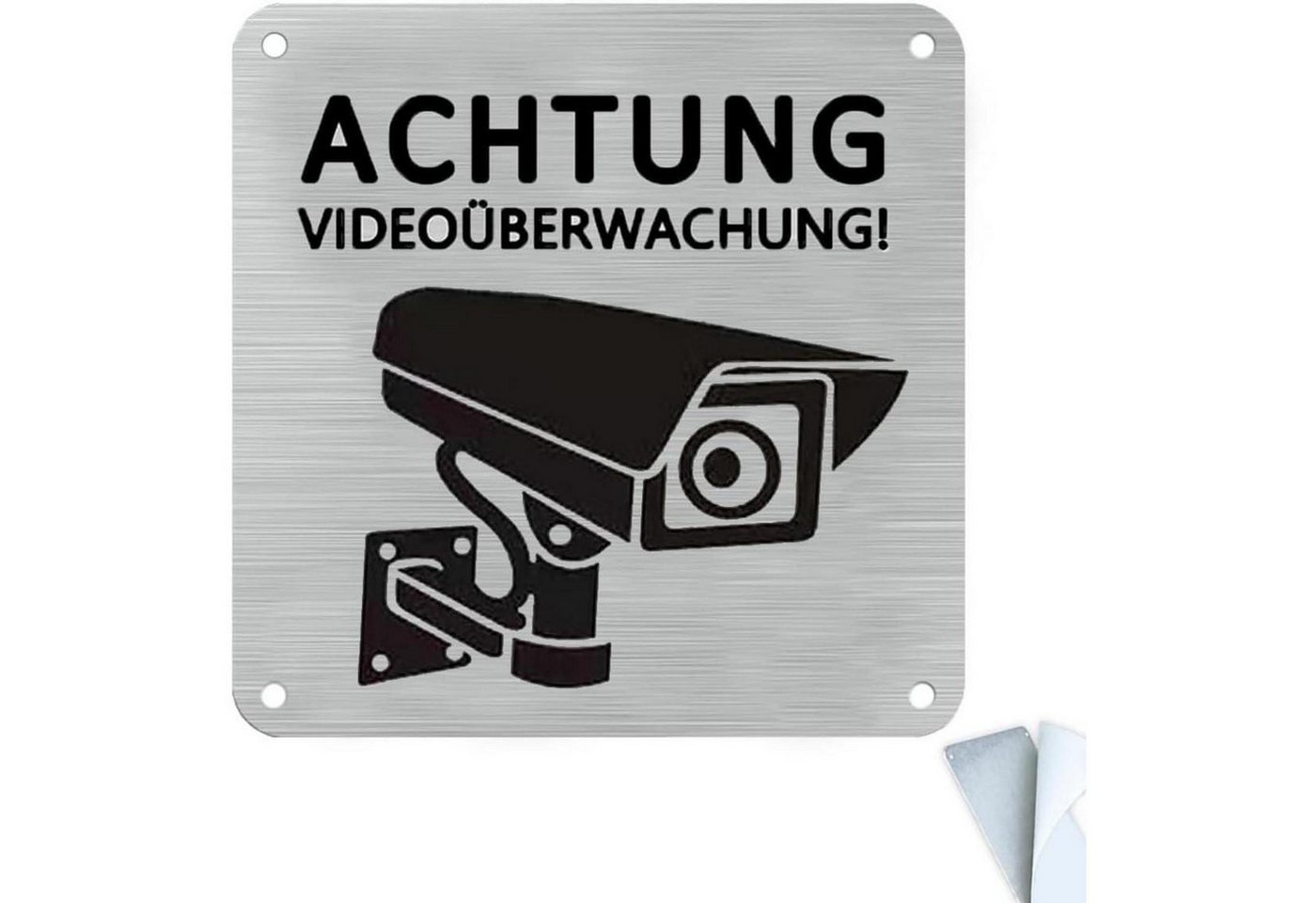 LuxusKollektion Warnschild Warnschild Achtung Videoüberwachung 15x15cm Selbstklebend 15*15 Silber Bild 3