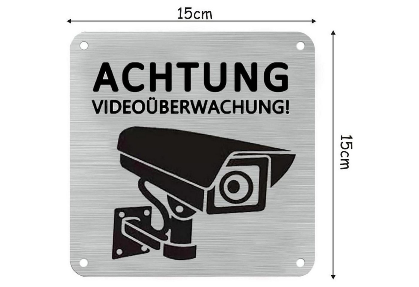 LuxusKollektion Warnschild Warnschild Achtung Videoüberwachung 15x15cm Selbstklebend 15*15 Silber Bild 4
