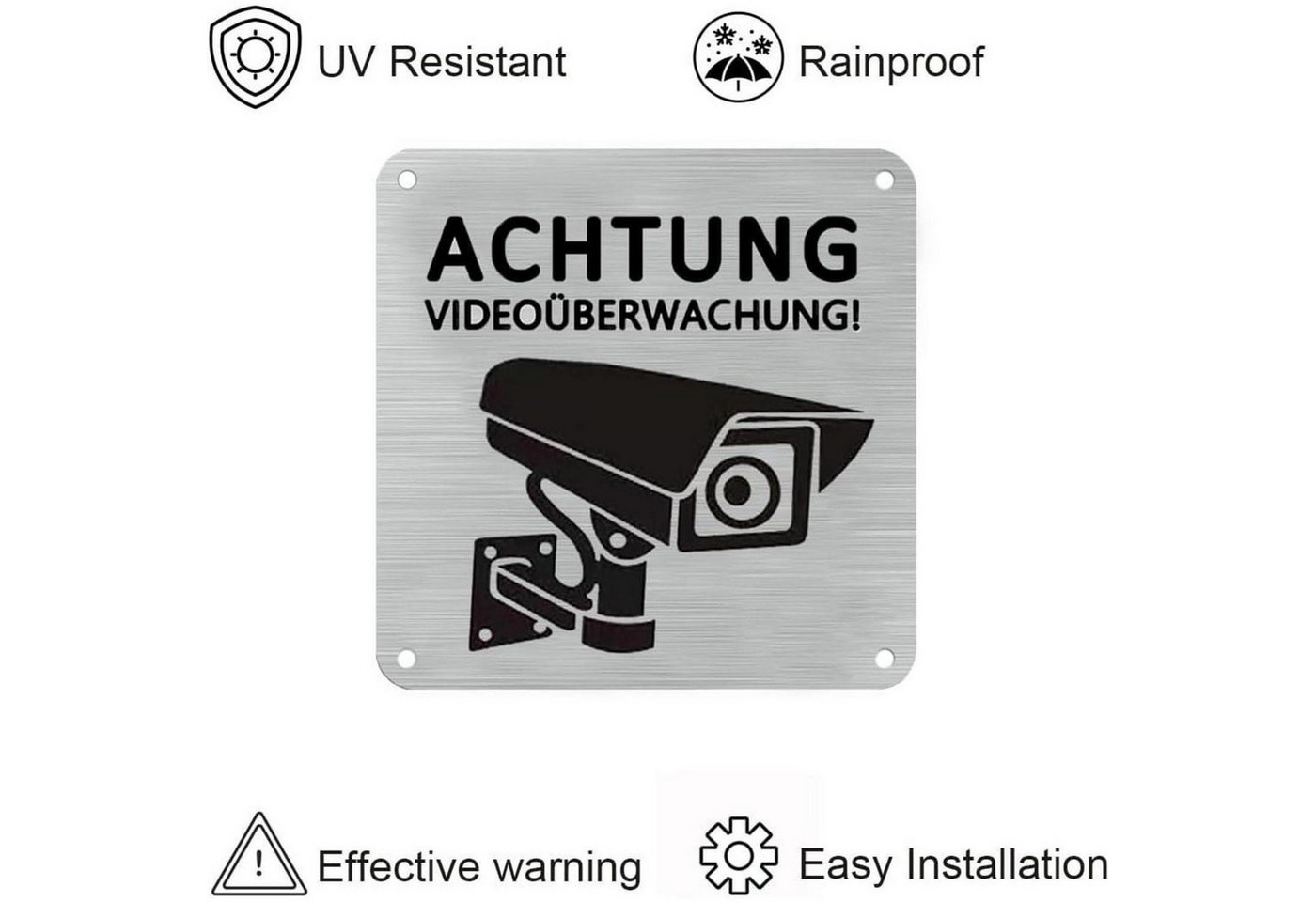 LuxusKollektion Warnschild Warnschild Achtung Videoüberwachung 15x15cm Selbstklebend 15*15 Silber Bild 5