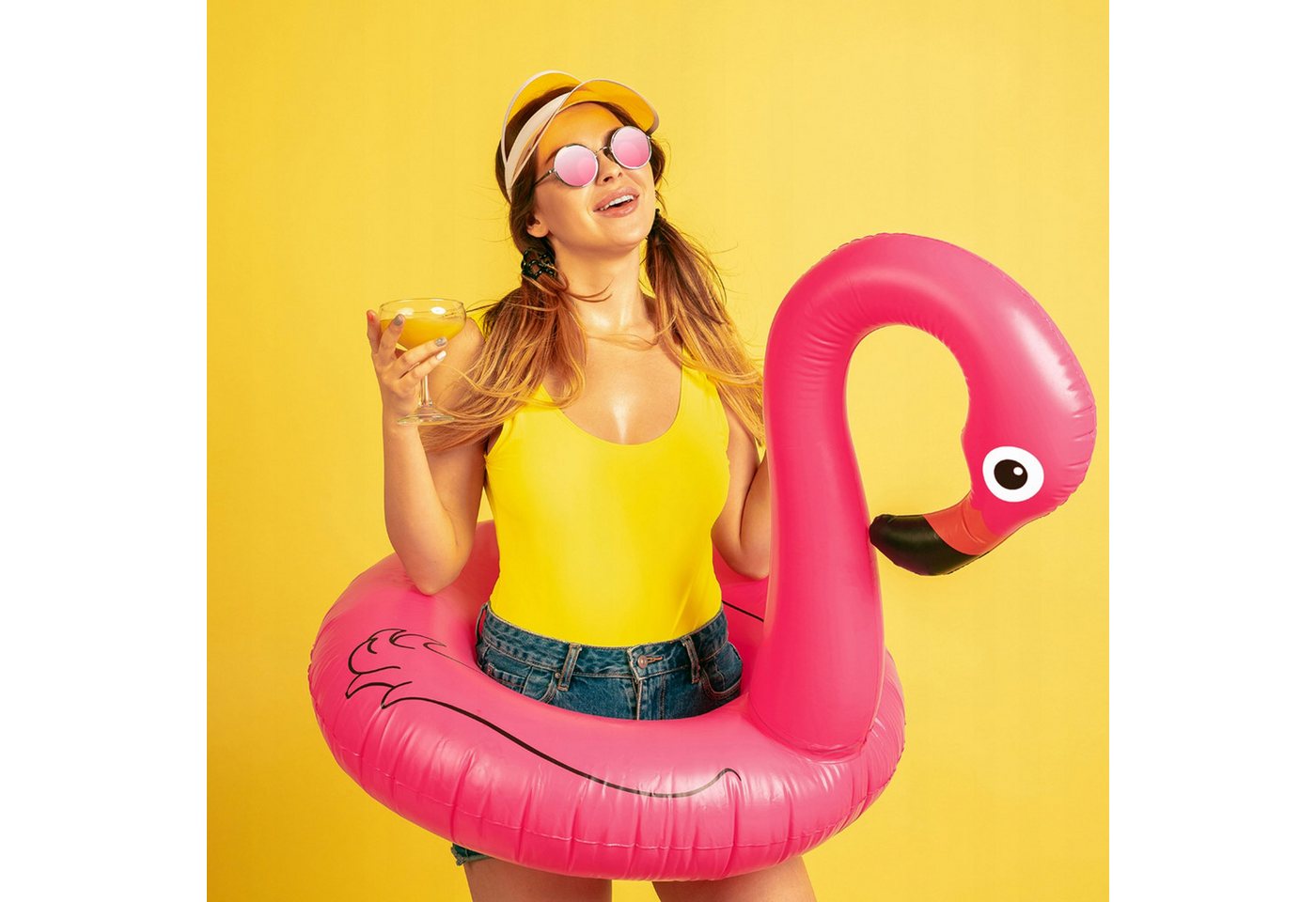 Festivalartikel Schwimmring Großes Flamingo-Schwimmring 120cm - Ideal für Kinder & Erwachsene Bild 3