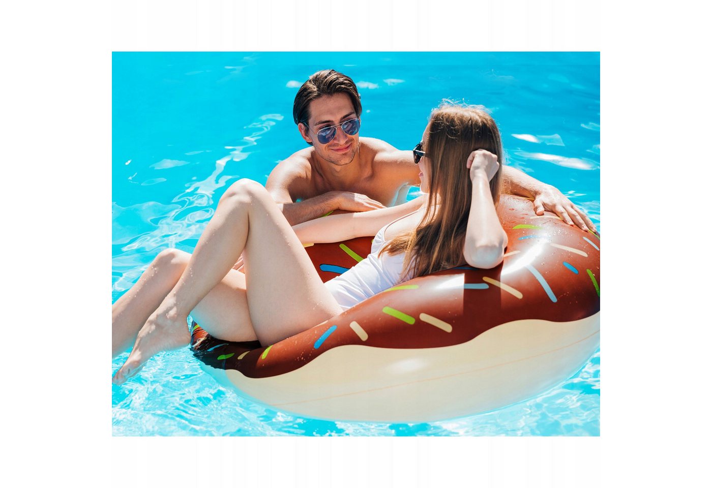 Festivalartikel Schwimmring Großes aufblasbares Donut-Schwimmring XXL 120cm - Rosa Donut Design