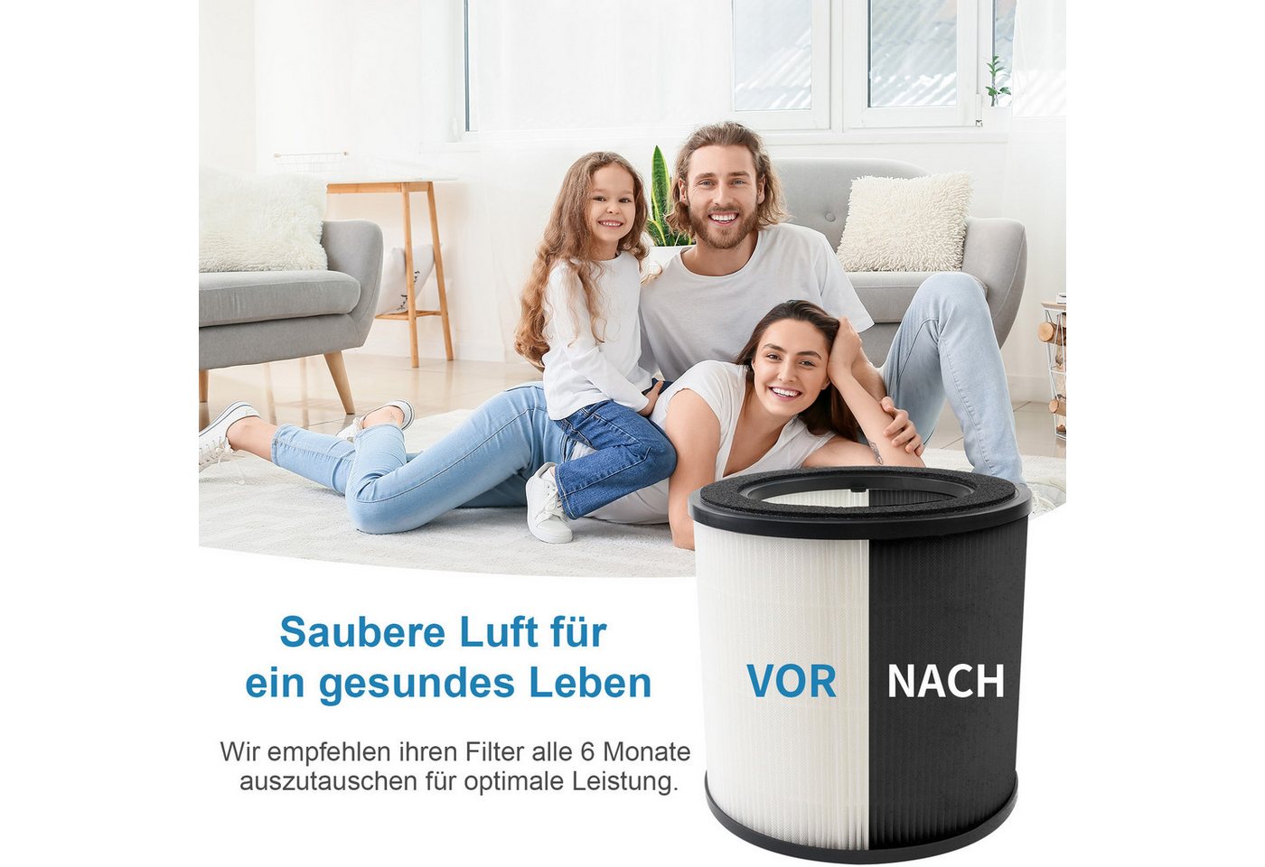 Allyson HEPA-Filter Philips Luftreiniger Ersatzfilter (2er Set), HEPA-Filter für Philips, Zubehör für Philips Serie 800, AC0830, AC0820/10, AC0820/30, AC0819/10, Für Allergiker, Staub & Gerüche Bild 2