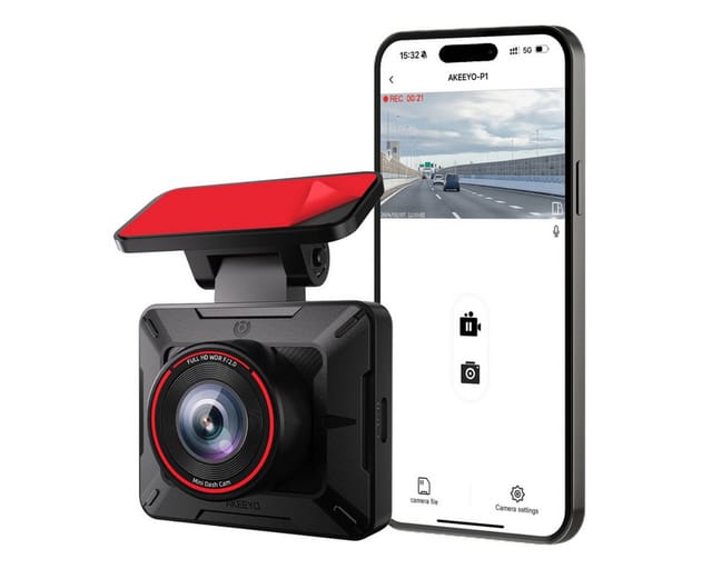 AKEEYO AKY-P1 Dashcam (Full HD, WLAN 2,4 GHz, Full HD Dashcam mit G Sensor und Loop Aufnahme für Sicherheit)