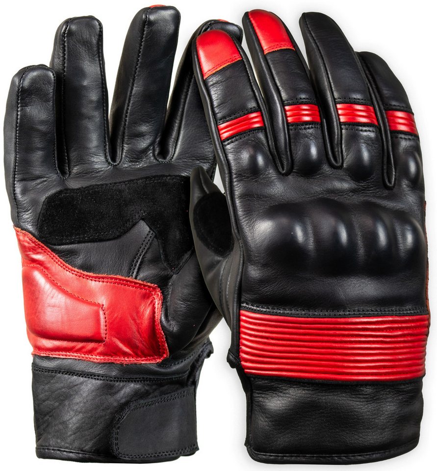MDM Motorradhandschuhe Retro Motorradhandschuhe Leder mit Knöchelschutz, Touchfunktion Perforierte Ledereinsätze für bessere Luftzirkulation Bild 3