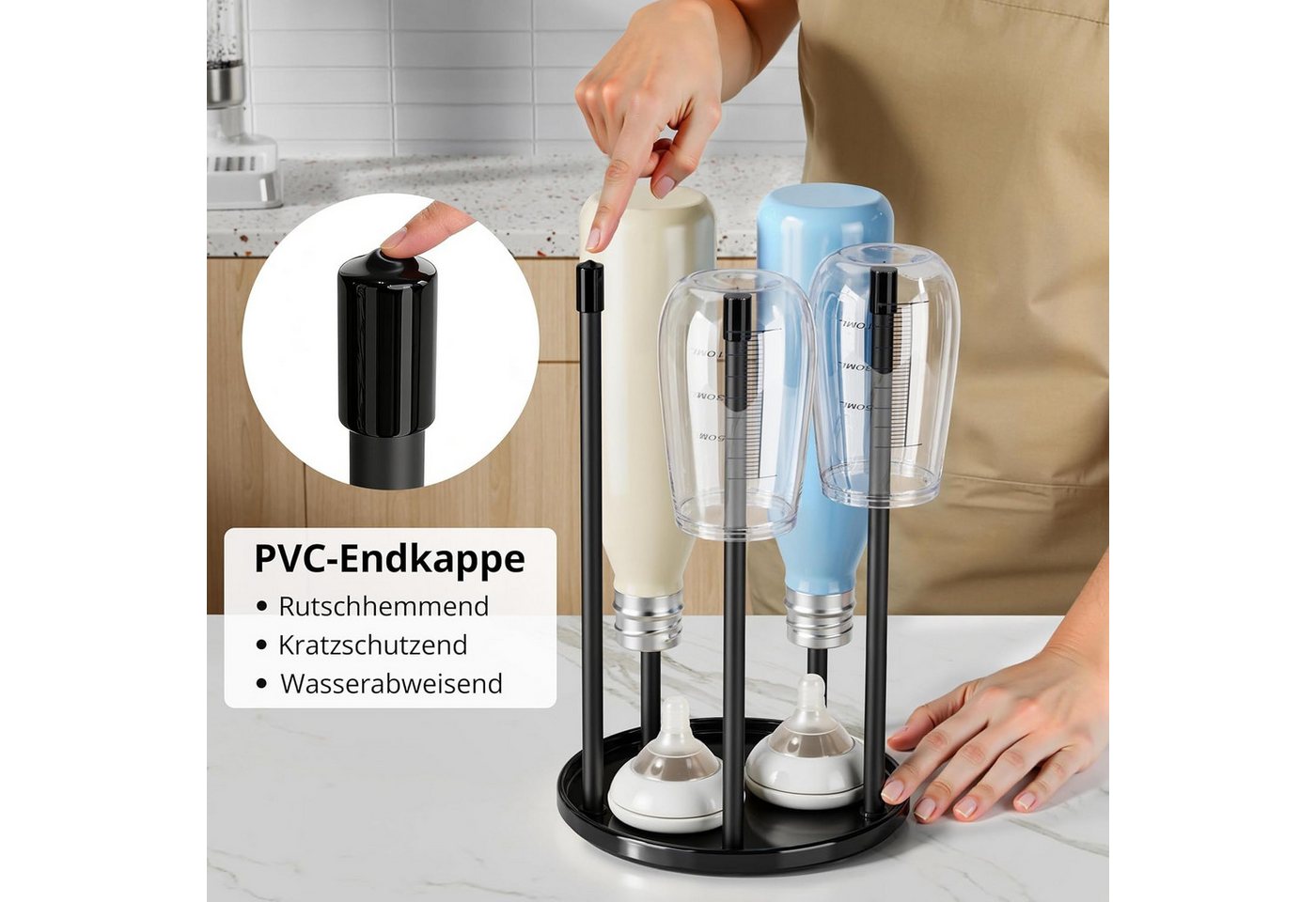 FELIXLEO Bierflaschenhalter Flaschenhalter SodaStream Keramik Abtropfständer 5 Flaschen, (1-St) Bild 3