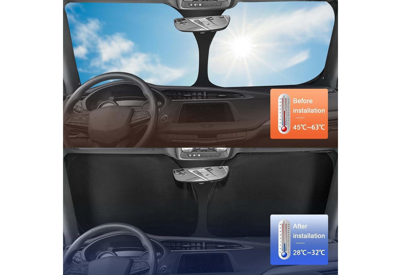 LuxusKollektion Frontscheibenabdeckung Frontscheiben-Sonnenblende faltbar 99% UV-Schutz für XC60 2018-2024 Bild 3