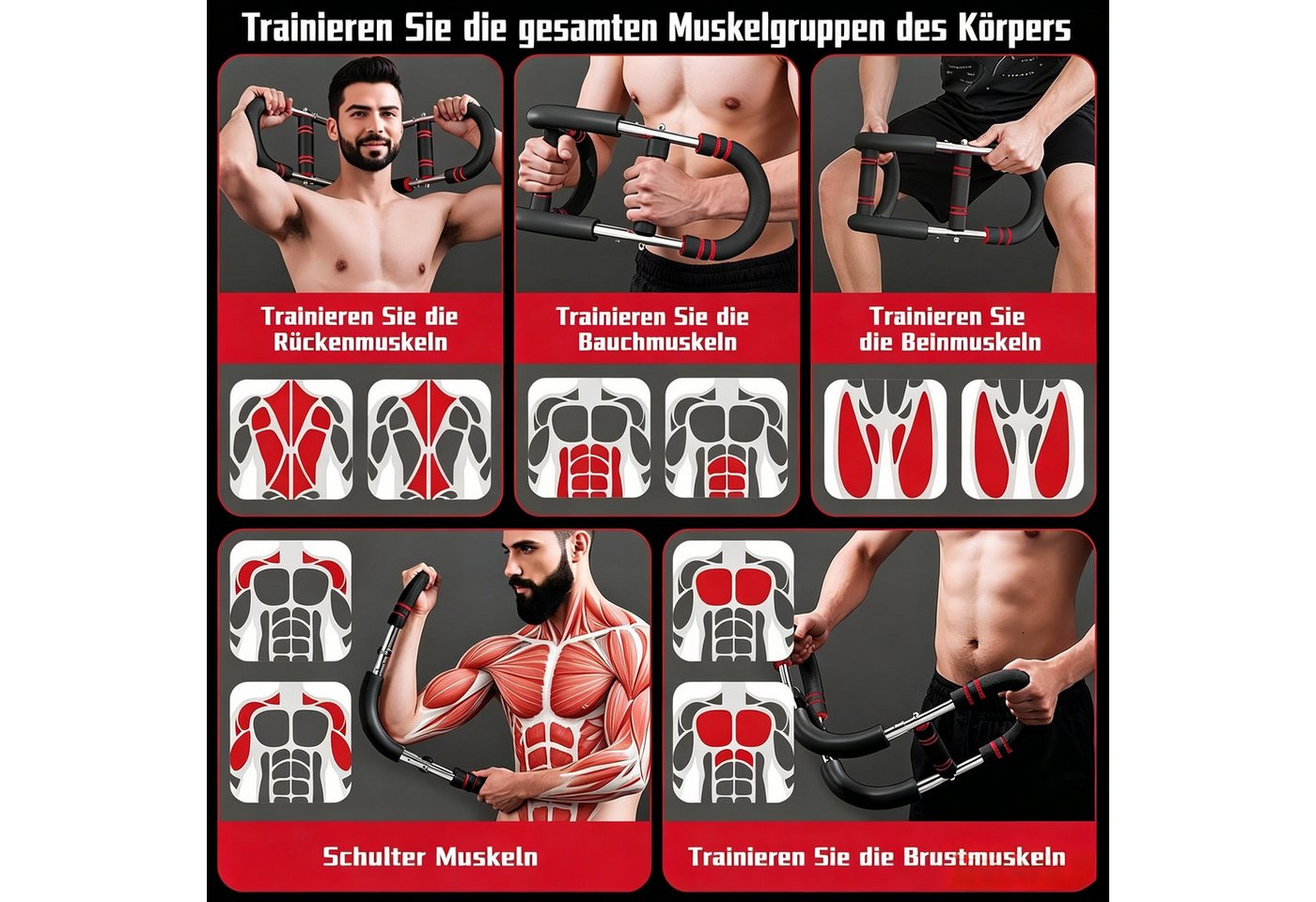 Kityhome Handmuskeltrainer Twister Armtrainer 3 Stufen (30-50 kg),Brusttrainer für Zuhause (Set, 1-St., Armtrainer), Dicke rutschfeste Schaumstoffgriffe,Geeignet für Zuhause, Büro, Reisen