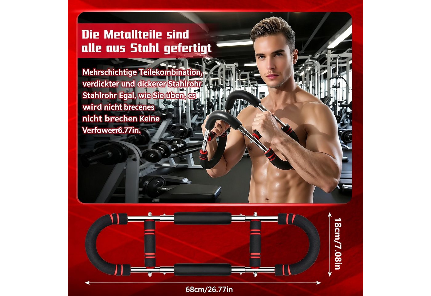 Kityhome Handmuskeltrainer Twister Armtrainer 3 Stufen (30-50 kg),Brusttrainer für Zuhause (Set, 1-St., Armtrainer), Dicke rutschfeste Schaumstoffgriffe,Geeignet für Zuhause, Büro, Reisen Bild 4