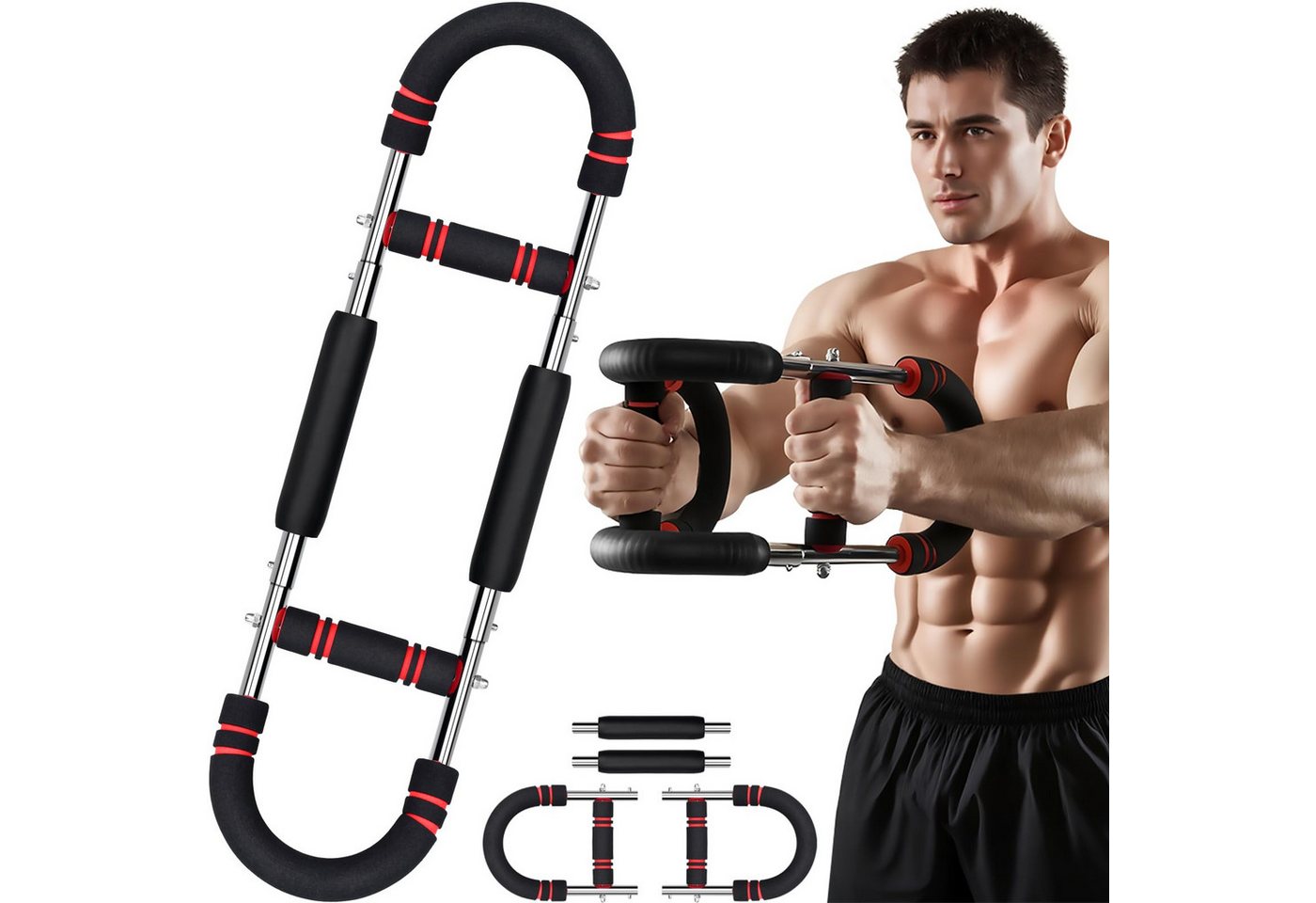 Kityhome Handmuskeltrainer Twister Armtrainer 3 Stufen (30-50 kg),Brusttrainer für Zuhause (Set, 1-St., Armtrainer), Dicke rutschfeste Schaumstoffgriffe,Geeignet für Zuhause, Büro, Reisen Bild 5