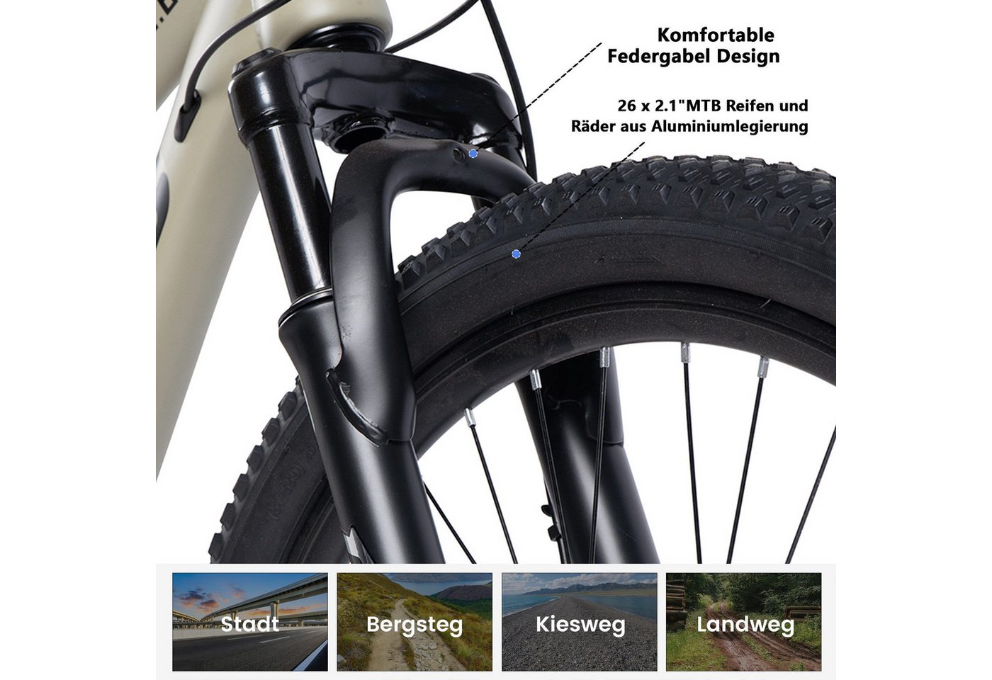 Velors Mountainbike 26 27.5 29 Zoll Fahrrad für Herren Damen, Mädchen und Jungen, 21 Gang, Kettenschaltung, Hochwertiger Rahmen, Jugendfahrrad MTB Hardtail Fahrrad Bike Bild 4