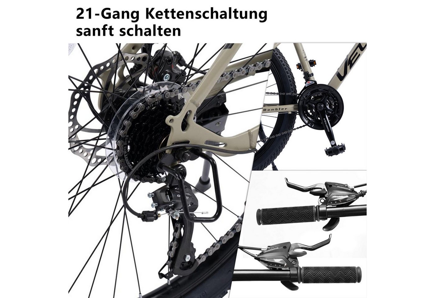 Velors Mountainbike 26 27.5 29 Zoll Fahrrad für Herren Damen, Mädchen und Jungen, 21 Gang, Kettenschaltung, Hochwertiger Rahmen, Jugendfahrrad MTB Hardtail Fahrrad Bike Bild 5
