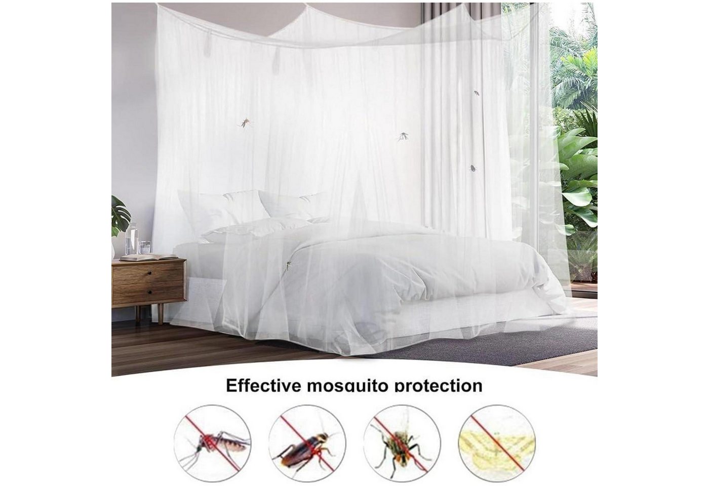 LuxusKollektion Moskitonetz Moskitonetz 200x220x200 cm feinmaschig langlebig für Bett Reise Bild 3